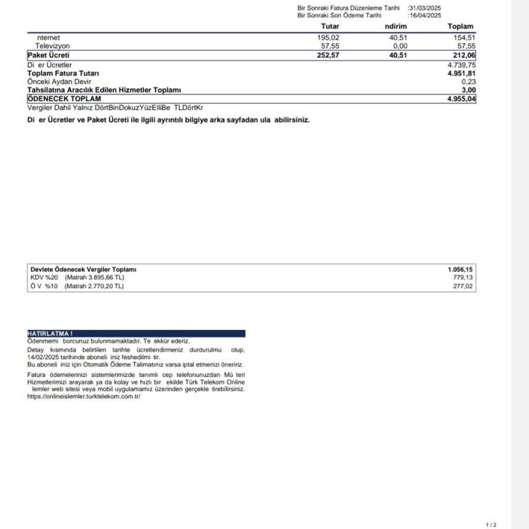 Türk Telekom'dan Nakil Ve Fatura Mağduriyeti