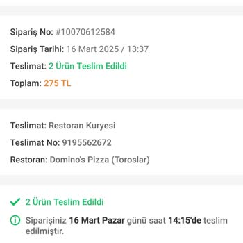 Domino's Pizza Toroslar Şube İşleyişi Kötü!
