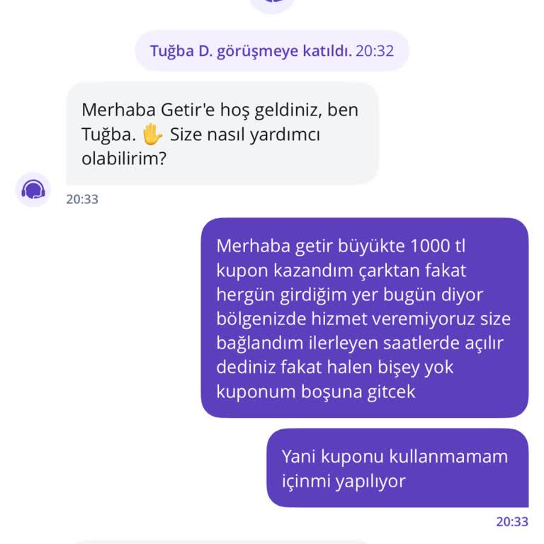 Getir Büyük'te Kupon Kullanım Sorunu