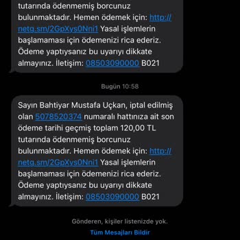 Kullanmadığım Hizmet İçin Borç Talebi