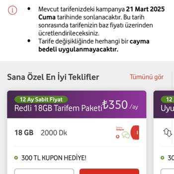 Vodafone'un Uygunsuz Tarifeleri Ve Yetersiz Müşteri Hizmetleri