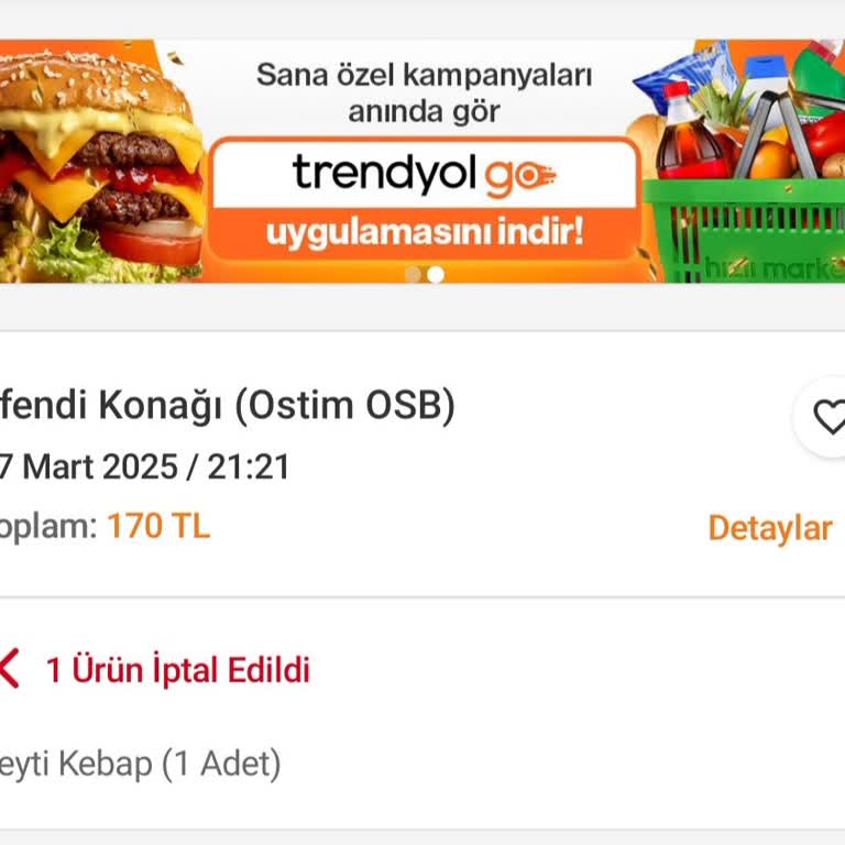 Trendyol Yemek Sipariş İptali Ve Kupon Mağduriyeti