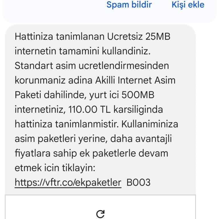 Vodafone'da Hediye İnternet Ve Paket Sorunu