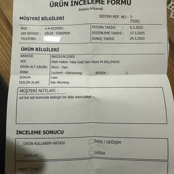 Deri Montta Beklenmedik Deformasyon Ve İlgisiz Hizmet