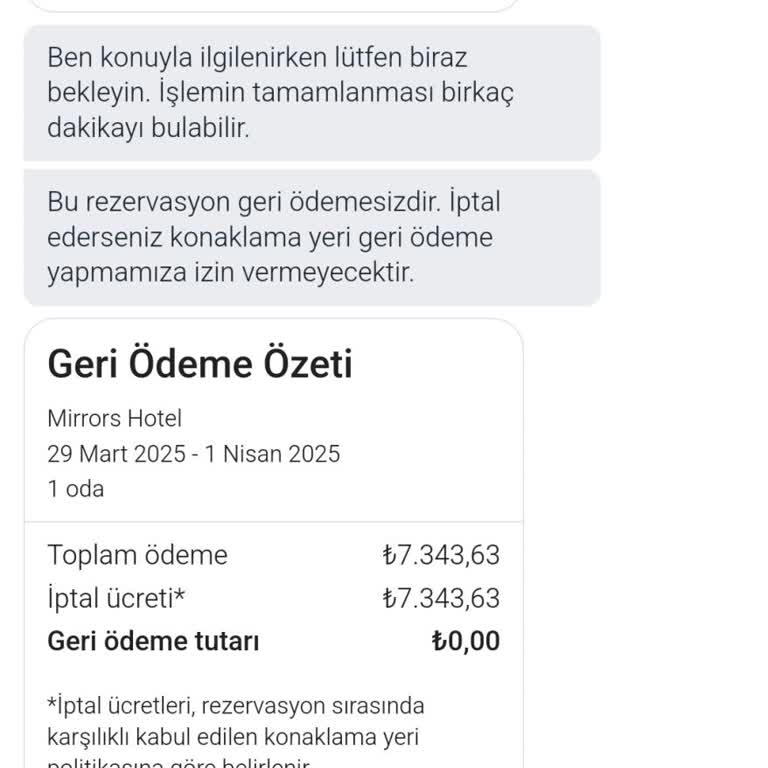 Rezervasyon İptalinde Geri Ödeme Sorunu
