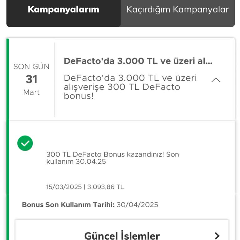 Garanti Bankası Bonus Kampanyası Sorunu: DeFacto'da Kullanılamıyor