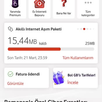 Vodafone'un Haksız Ek Paket Kesintileri