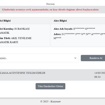 Kuryenet Aliağa Teslimat Sorunu