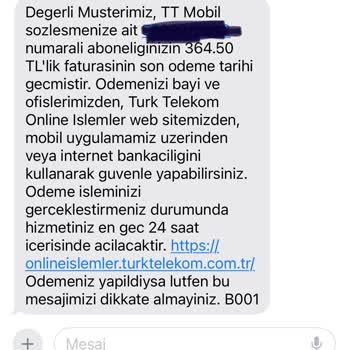 Türk Telekom Otomatik Ödeme Talimatı Sorunu