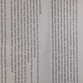 Roborock S7 İle Yaşanan Sorunlar Ve Hakem Heyeti Kararına Uymama