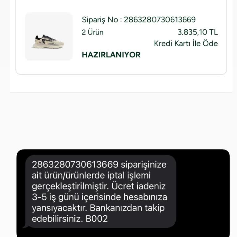 Lacoste Siparişim İptal Edildi, Hizmet Kalitesi Hayal Kırıklığı