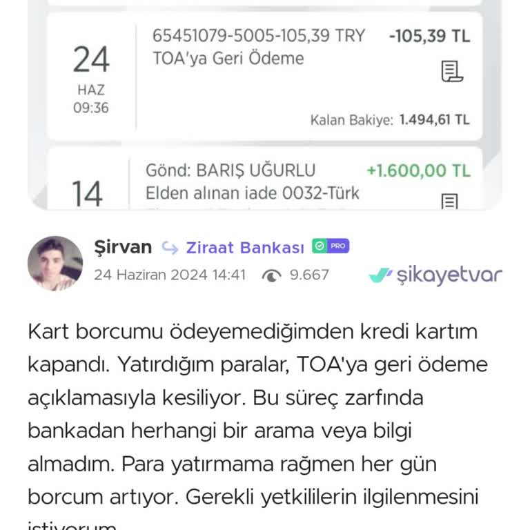 Ziraat Genç Kart Borç Ödemesi Sorunu