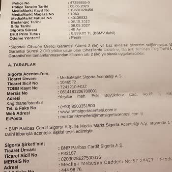 Media Markt Sigorta Ve Teknik Servis Mağduriyeti