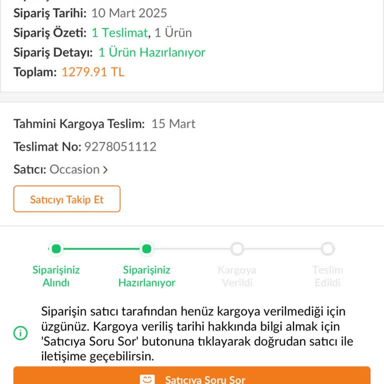 Trendyol Ve Satıcıdan Yanıtsız Kalan Sipariş
