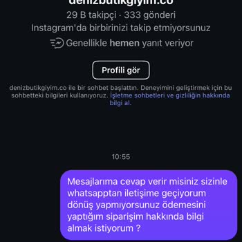 Deniz Butik'ten Alışveriş Sonrası İletişim Sorunu