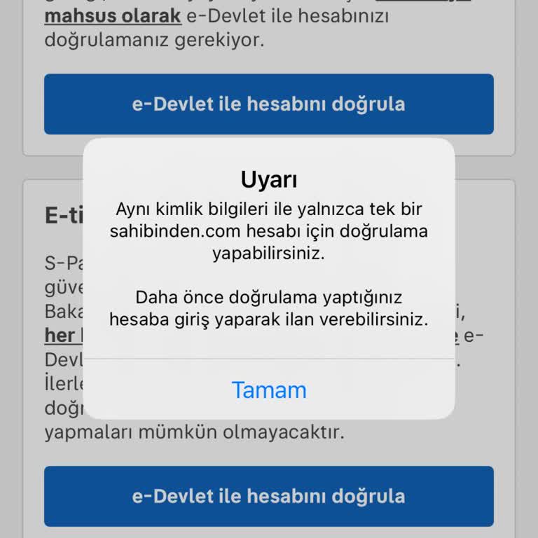 E-devlet Doğrulama Sorunu İlan Vermemi Engelliyor
