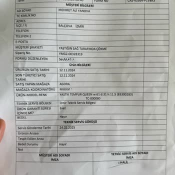 Yatsan Yastıkta Çökme Sorunu Ve Müşteri Hizmetleri Hayal Kırıklığı