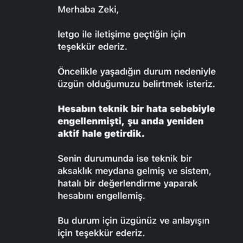 Hesap Kapanma Sorunu Ve Letgo'nun Yetersiz Yanıtları