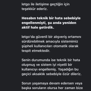 Hesap Kapanma Sorunu Ve Letgo'nun Yetersiz Yanıtları