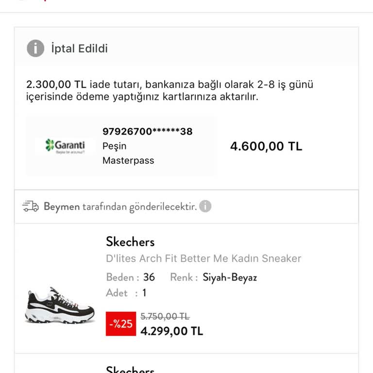 Beymen'den Alınan Ayakkabıların İptali Ve Müşteri Mağduriyeti