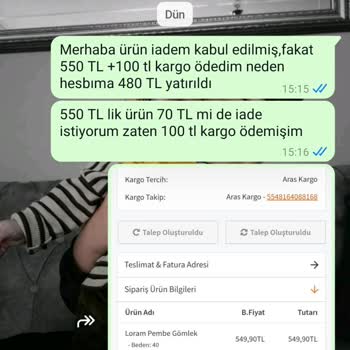 Yanlış İade Ücreti Ve Eksik Ödeme Sorunu