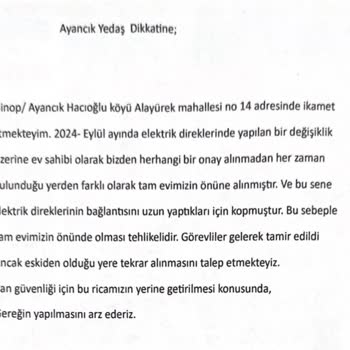 YEDAŞ'ın Tehlikeli Elektrik Direği Yer Değişikliği