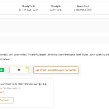 Trendyol'da Sipariş İptali ve Para Kullanımı Şikayeti