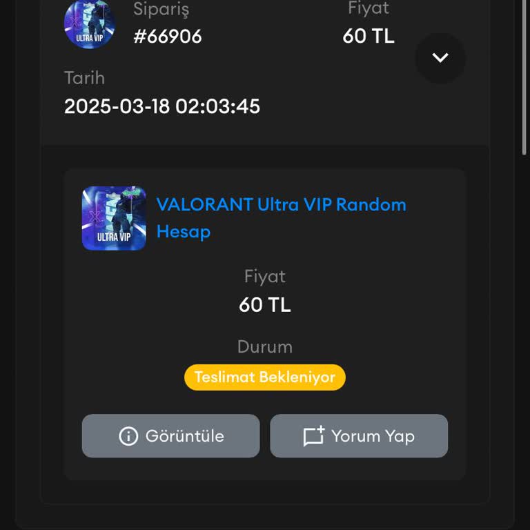 Gece Alınan Valorant Hesabı Teslim Edilmedi