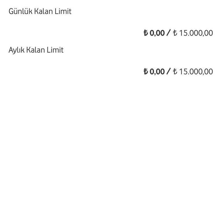 Vodafone Paye Kartında Limit Sorunu