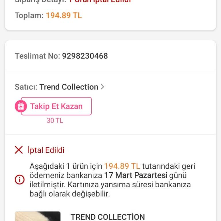 İptal Edilen Ürünün Para İadesi Sorunu