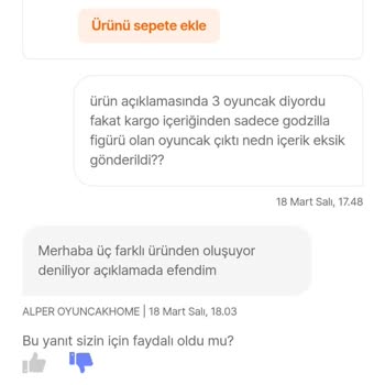 Alper Oyuncakhome Yanıltıcı Ürün Açıklaması Ve Eksik Teslimat Şikayeti!