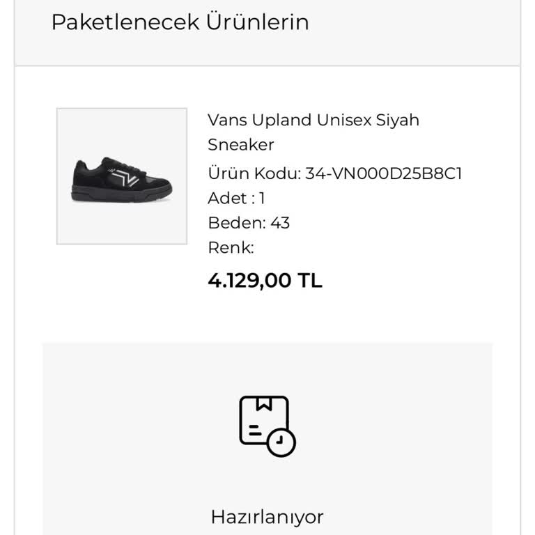 Vans Ayakkabı Siparişim Neden Hala Kargolanmadı
