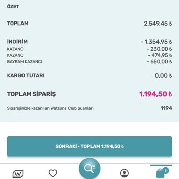 Watsons Siparişimde Gizli Ücretler Ve Eksik Puanlar