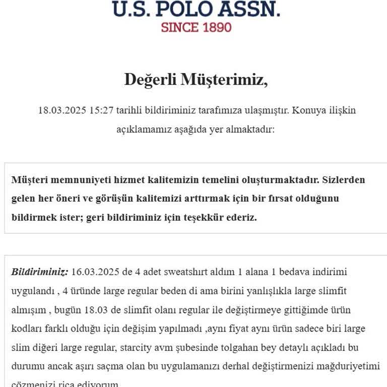 Yanlış Beden Değişiminde Müşteri Mağduriyeti