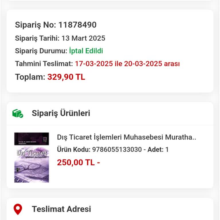 Kitapsec Uygulamasında Sipariş İptali Sorunu