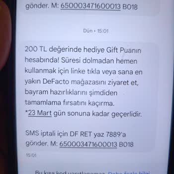 DeFacto'dan Yanıltıcı SMS: Gift Puanı Hayal Kırıklığı