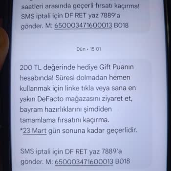 DeFacto'dan Yanıltıcı SMS: Gift Puanı Hayal Kırıklığı