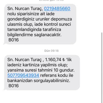 Watsons'tan Aldığım Ürünlerin İadesinde Eksik Ödeme Ve Müşteri Hizmetleri Sorunu