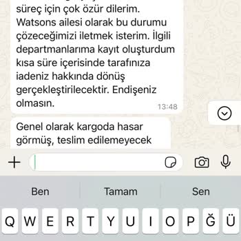 Watsons'tan Aldığım Ürünlerin İadesinde Eksik Ödeme Ve Müşteri Hizmetleri Sorunu