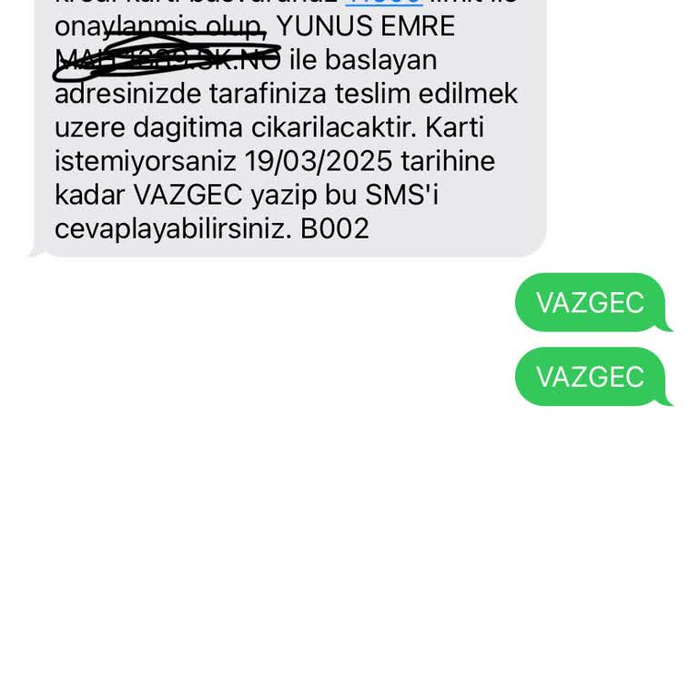Kredi Kartı Başvurusunu İptal Ettirememe Sorunu