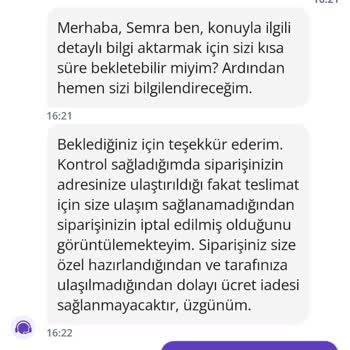 Getir'den İptal Edilen Sipariş İçin Ücret İadesi Alamama Sorunu
