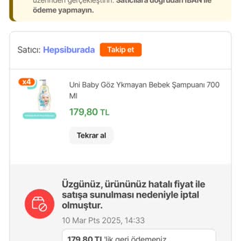 Hepsiburada'da Hatalı Fiyatla İptal Edilen Siparişler