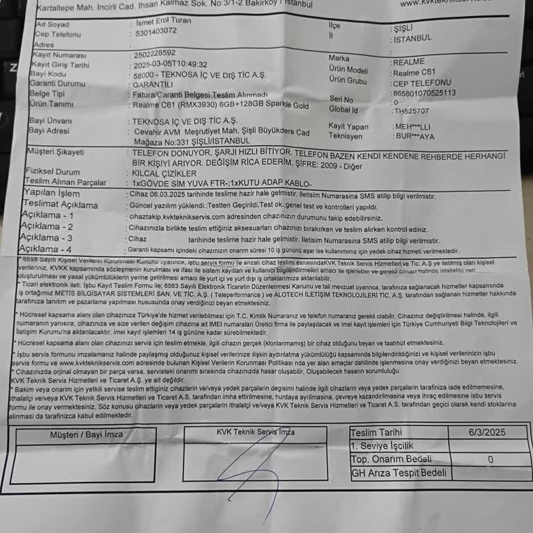 Yeni Alınan Telefonun Hızla Bozulması