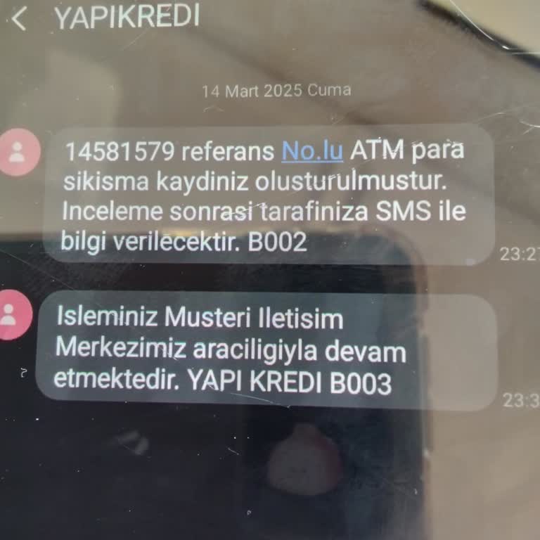 Yapı Kredi Bankası ATM'de Sıkışan Para Ve Geciken İşlem