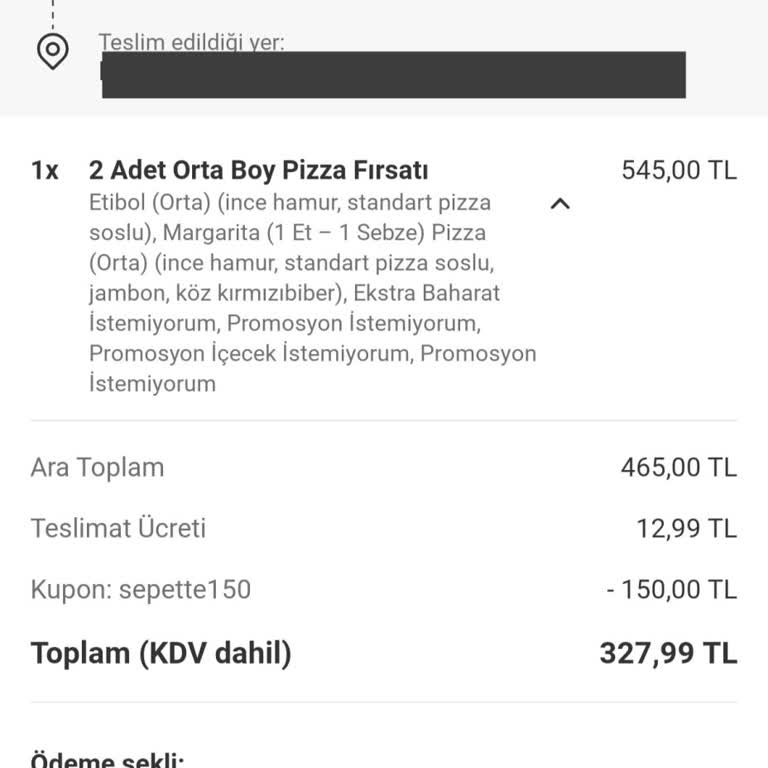Eksik Pizza Teslimatı Ve Yetersiz Müşteri Hizmeti