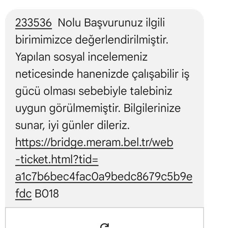Meram Belediyesi'nden Yardım Talebime Ret