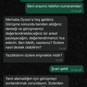 Dyson WhatsApp Hattında İletişim Sorunu