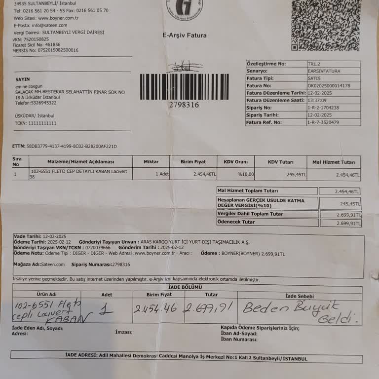 Yanlış Beden Ve İade Süreci Sorunu