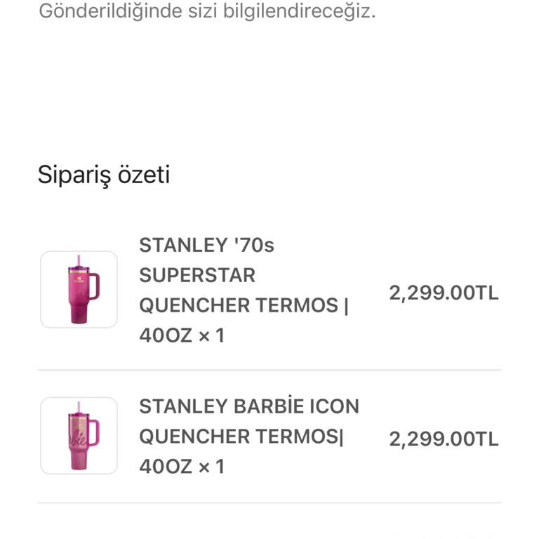 Stanley Termos Siparişimde Teslimat Sorunu