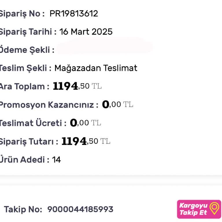 Mağazadan Teslim Alınacak Siparişte Bilgi Eksikliği